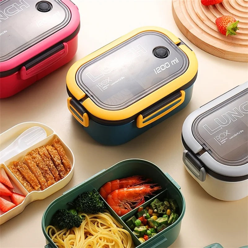 1200ML 2-Layer Bento Lunch Box (Leakproof) – Spoon & Fork Included