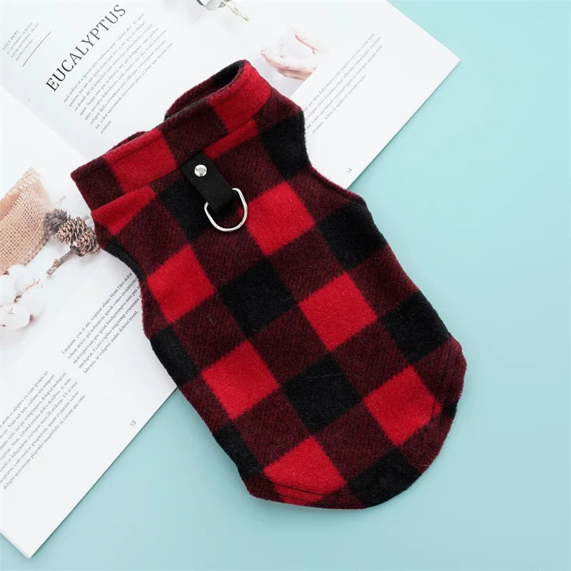 Dog Clothing Pet Clothing Polar Fleece Vest Grid Thickened Cat Traction Pet Supplies Cat Clothing Dog Clothing