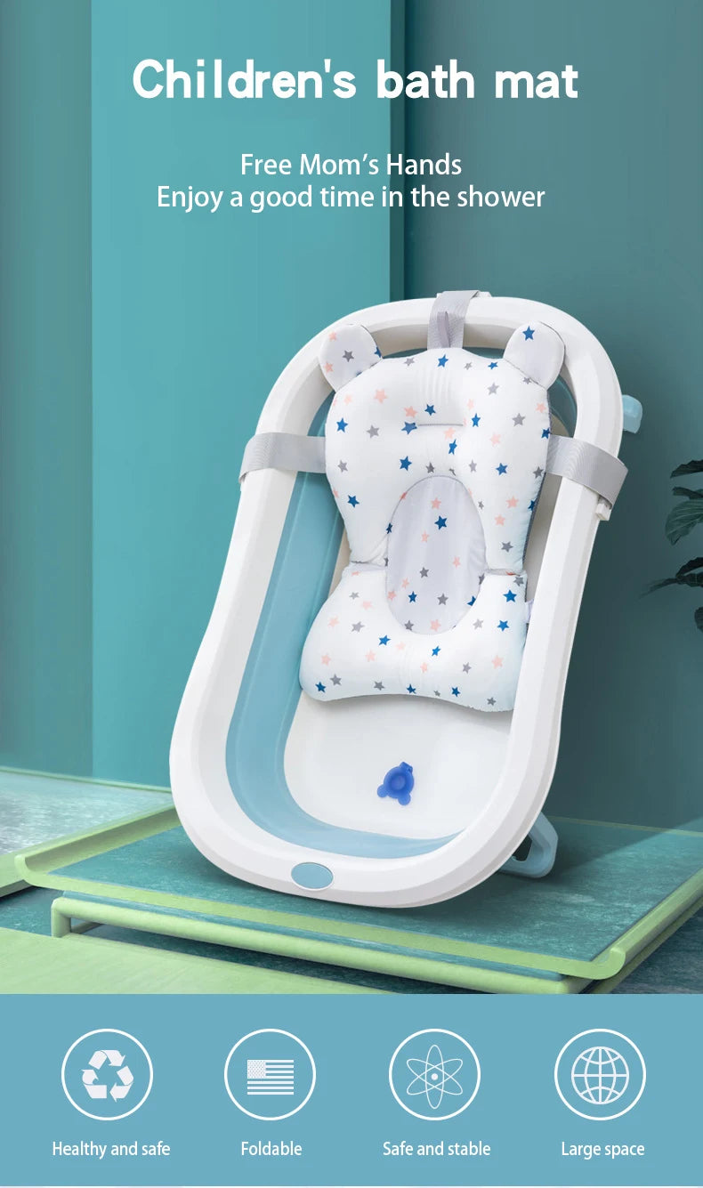 Baby Bath Support Pad Foldable Floating Seat Adjustable Newborn Bathing Cushion Infant Safety Net Hammock