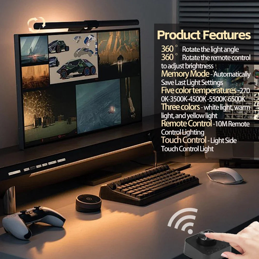 GB LED Monitor Light Bar: Dimmable Atmosphere Lamp for Work & Gaming