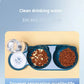 Pet Bowls With Water Feeder, 3 In 1 Ear Design Tilted Cat Water And Food Bowl Set With Gravity Water Bottle For Neck Protection