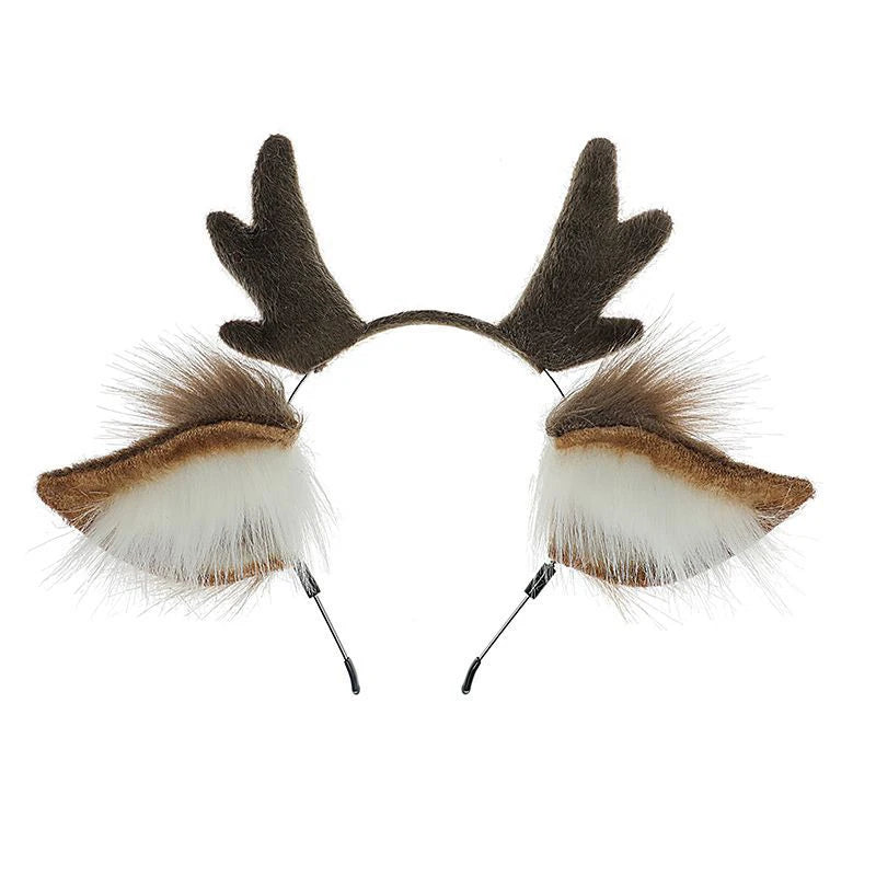 Cute Plush Antler Headband Fashion Cosplay Deer Ear Head Hoop Lolita Hair Bands Holiday Party Christmas Women Hair Accessories