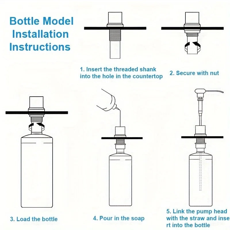 Stainless steel kitchen sink liquid soap dispenser (350ML / 500ML) — pump mount, hand-press design. 🧼