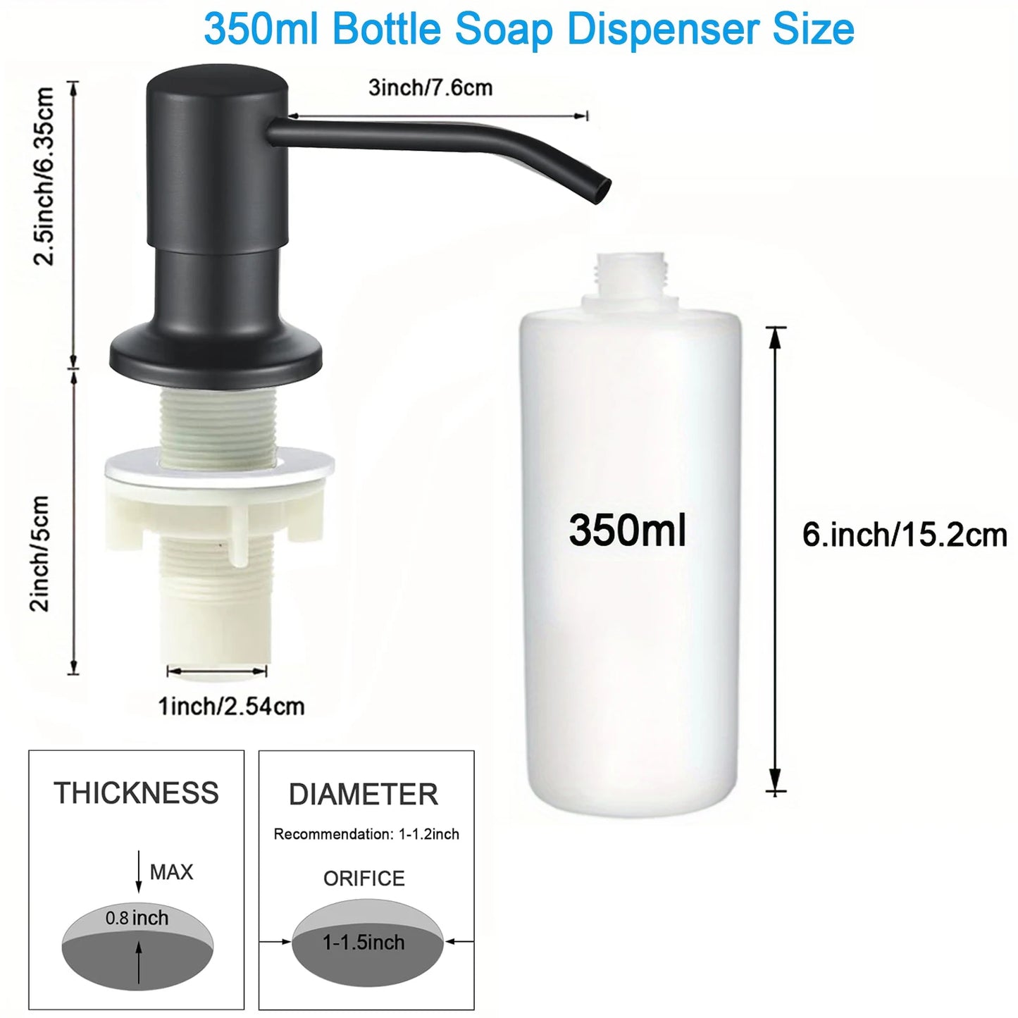 Stainless steel kitchen sink liquid soap dispenser (350ML / 500ML) — pump mount, hand-press design. 🧼