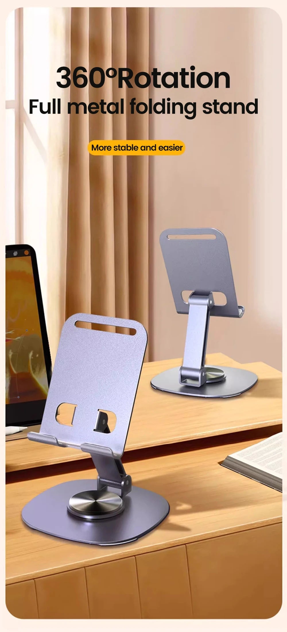 Rotating Phone Tablet Stand – Desktop Mount for iPhone & iPad