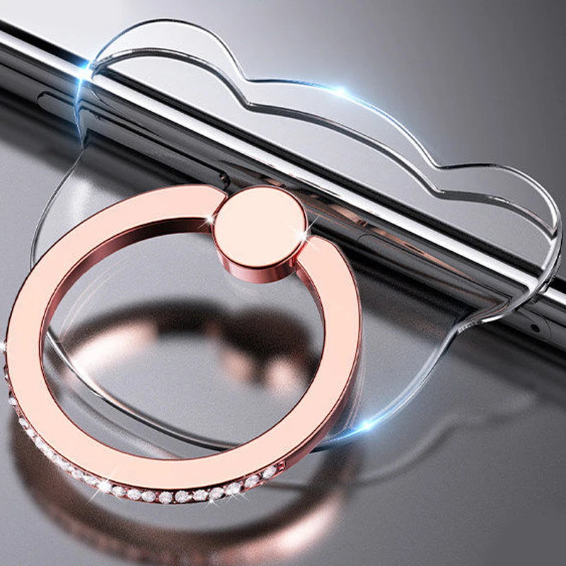 Transparent Cell Phone Ring Holder Stand 360°Degree Rotation Clear Finger Grip Kickstand Compatible iPhone Xiaomi for Phone Case