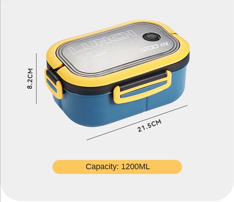 1200ML 2-Layer Bento Lunch Box (Leakproof) – Spoon & Fork Included
