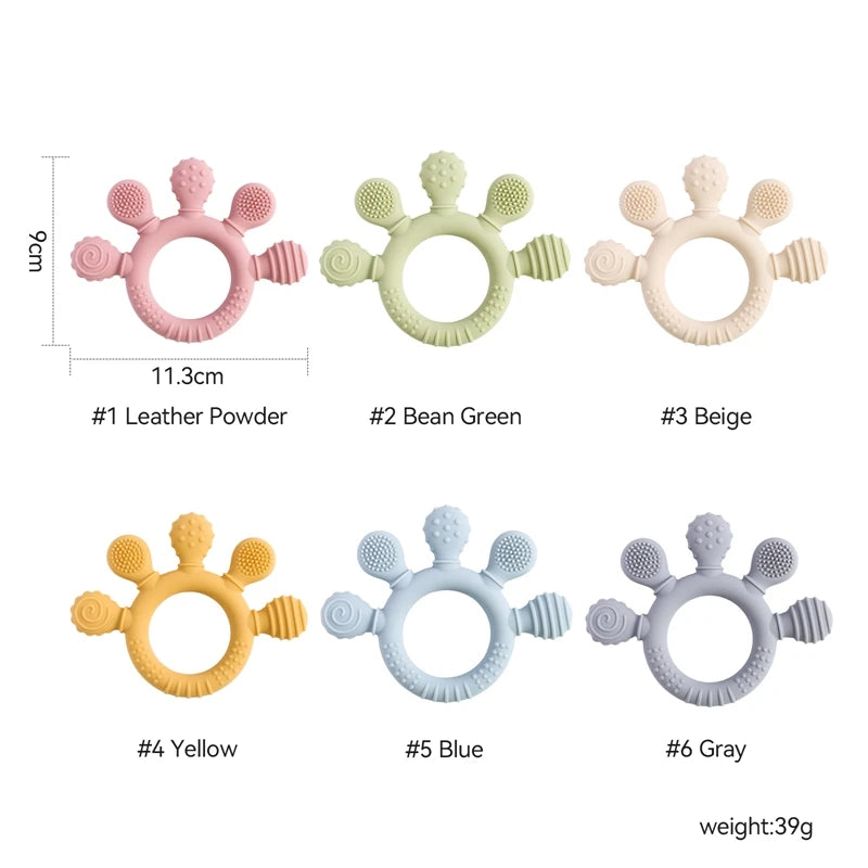 Food-Grade Silicone Teether Ring - Safe Sensory Toy for Babies 0-12 Months!