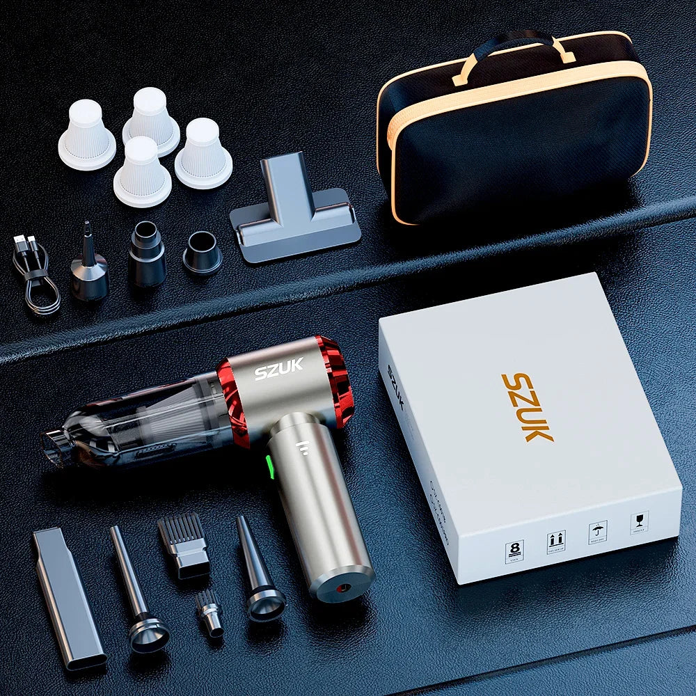 Cordless car vacuum - strong suction, portable, handheld. Perfect for quick clean-ups in your car! 🚗