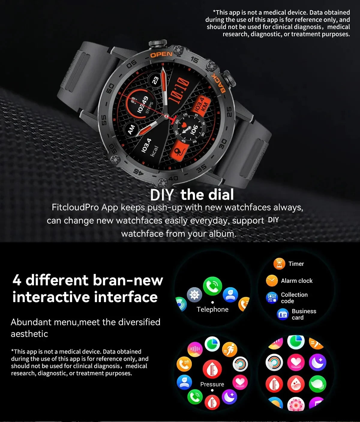 New1.39" Bluetooth Call Smart Watch Men Outdoor Sport Fitness Heart Rate Health Monitoring Smartwatch for Android IOS Phone