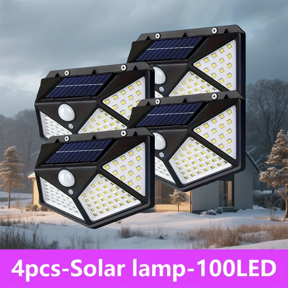 Solar Light 100LED Solar Flood Lights 3 Modes Outdoor Solar Motion Security Light Waterproof for Garden Patio Garage Wall Light