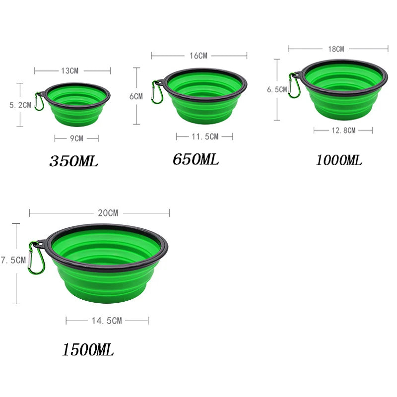 2-in-1 Folding Portable Silicone Dog Feeder Bowl with Carabiner