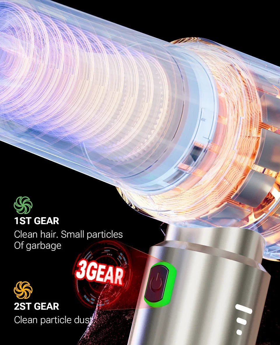 Cordless car vacuum - strong suction, portable, handheld. Perfect for quick clean-ups in your car! 🚗
