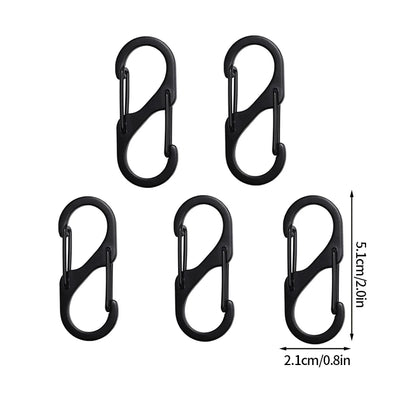 5PCS Tactical S Type Carabiner Camping Equipment Anti-Theft Aluminium Alloy Carabiner Mini Keychain Hook Hiking Backpack Buckle