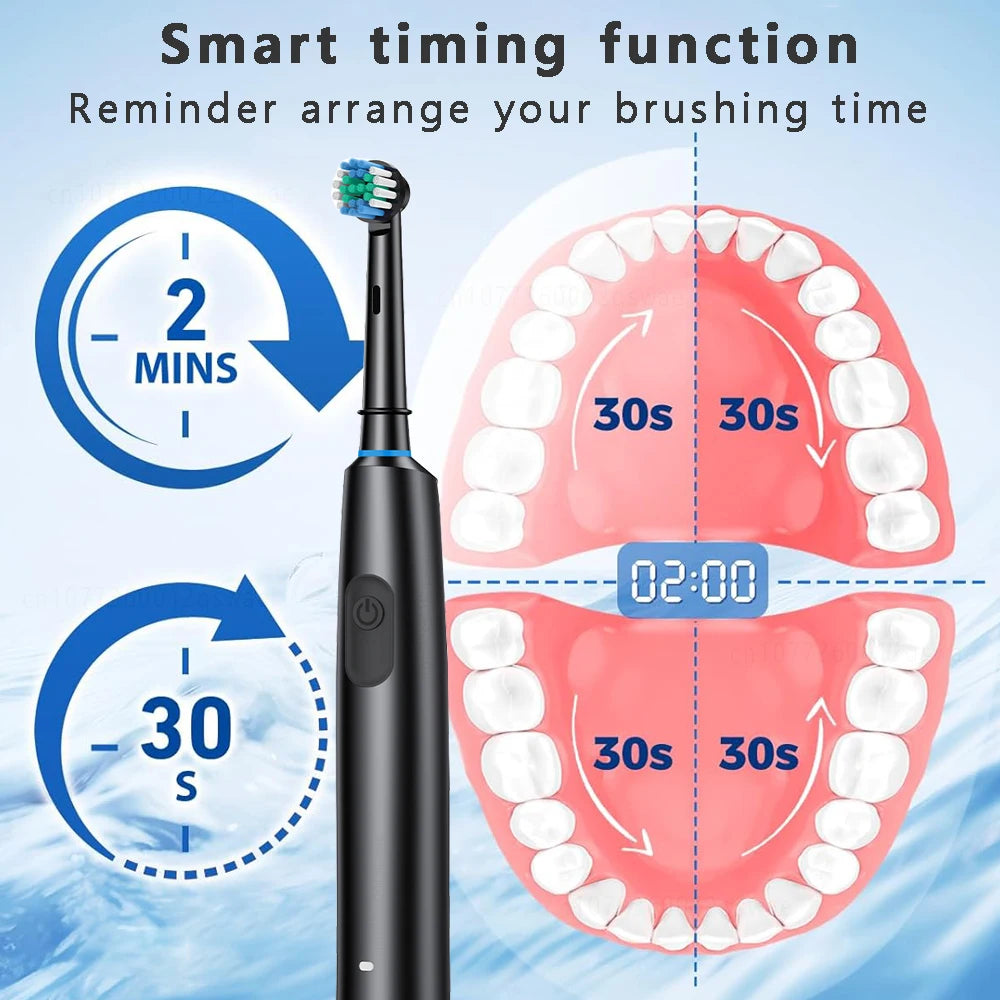 Experience the Power of Our Waterproof Electric Toothbrush with 8 Heads & Built-in Timer!