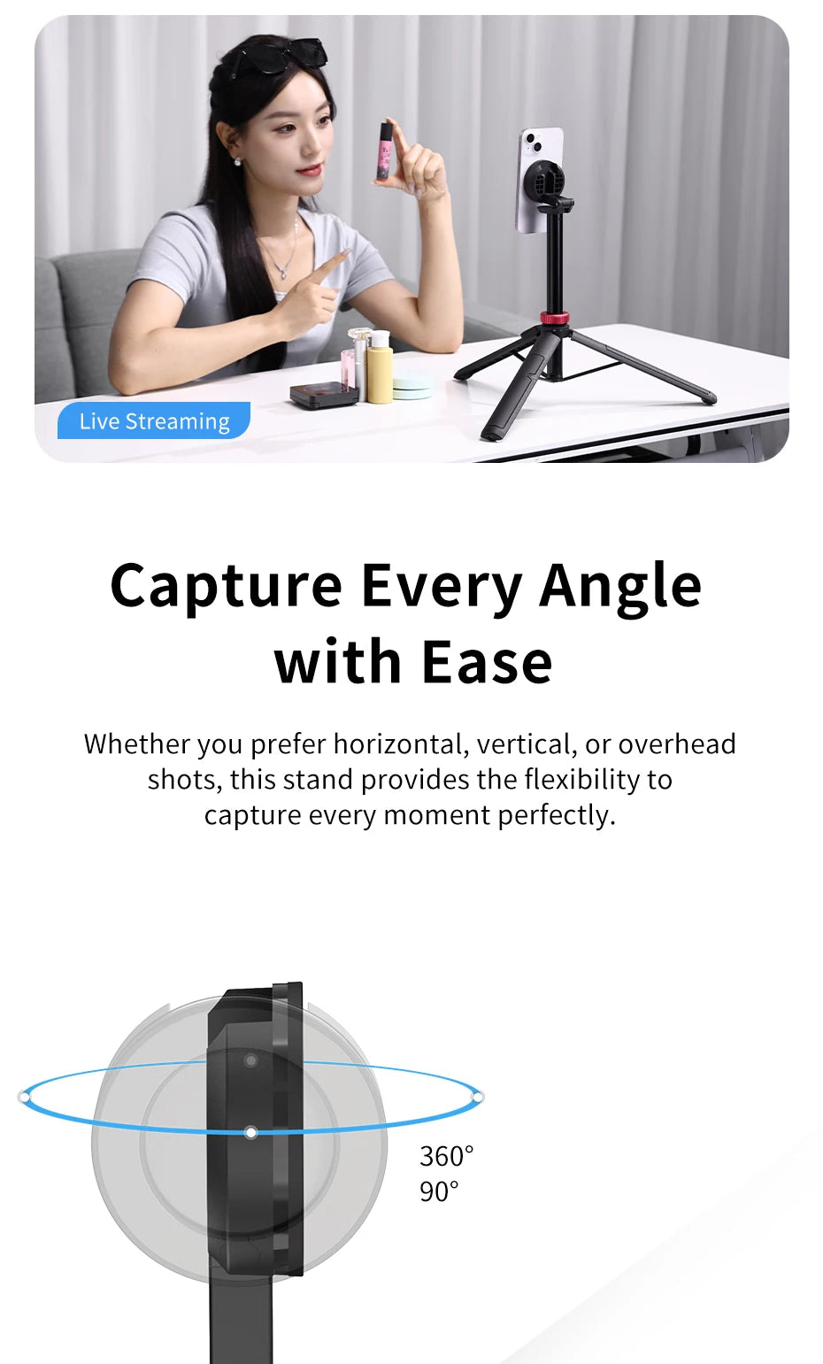 MagSafe Selfie Stick Tripod (1.53M) w/ Bluetooth Remote
