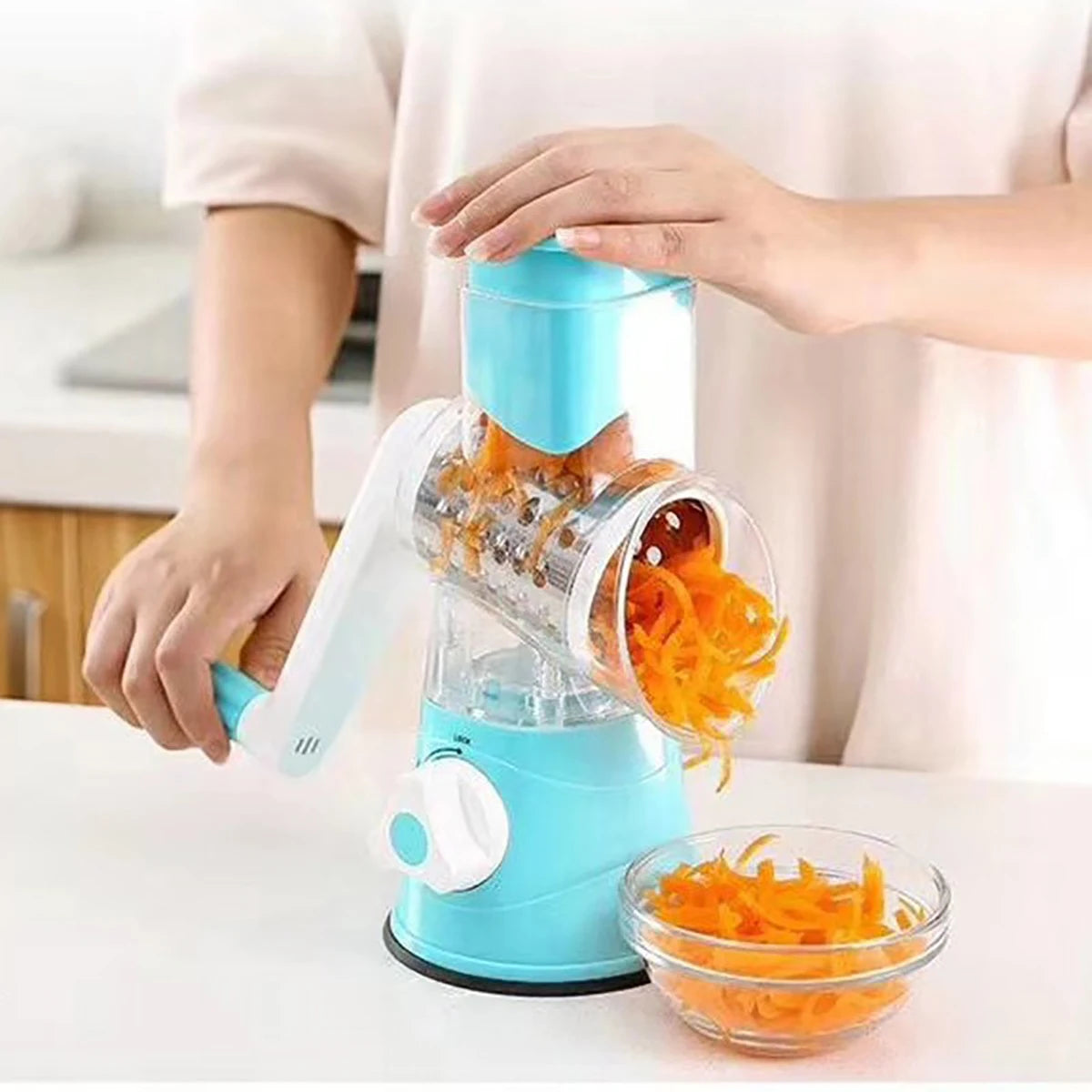3-in-1 Manual Vegetable Slicer & Shredder – Perfect for Grating Cheese, Nuts & More!