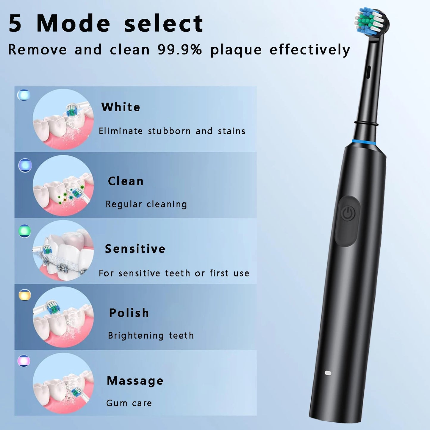 Experience the Power of Our Waterproof Electric Toothbrush with 8 Heads & Built-in Timer!