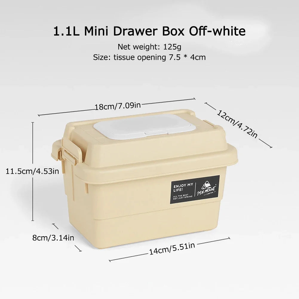 Outdoor Tissue Case Desktop Napkin Paper Storage Box Portable 1.1L Camping Picnic Seasoning Bottle Organizer Sundries Bucket