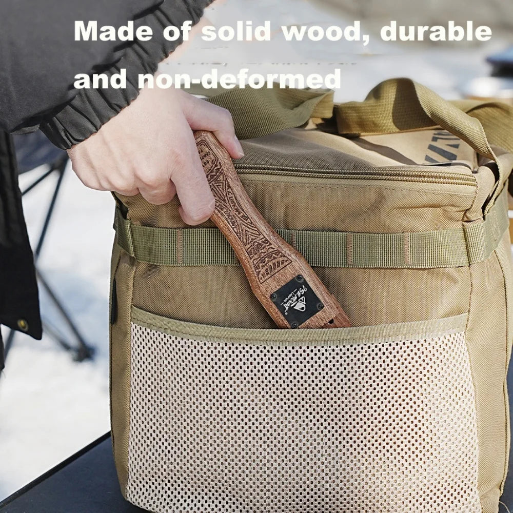 Outdoor Grill Pan Handle Anti-scalding Solid Wood Handle Bayonet Adjustable Heat Resistant Insulated Grip Outdoor Camping Tool