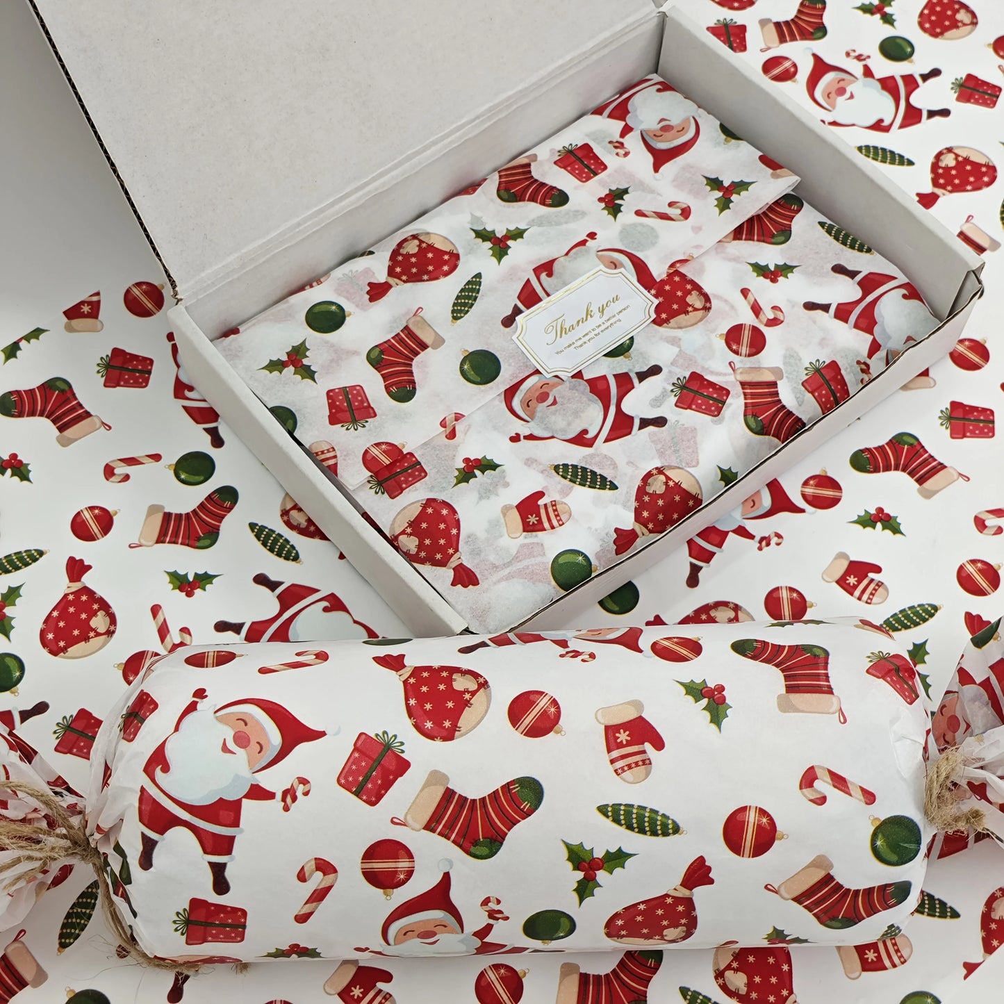 10/20 Sheets, Santa and Christmas Gift Patterned Tissue Paper, Santa, Christmas Gifts, Christmas Stockings, Colored Lights, Christmas Leaves - 19.69inch * 13.78inch , Handmade Wrapping Paper, Fade-Resistant Item Protection, G