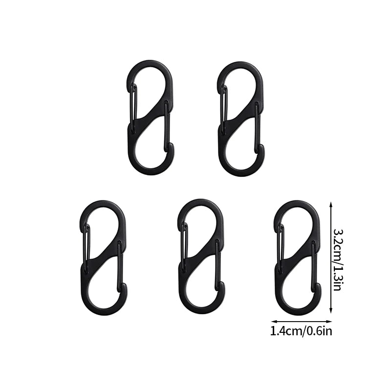 5PCS Tactical S Type Carabiner Camping Equipment Anti-Theft Aluminium Alloy Carabiner Mini Keychain Hook Hiking Backpack Buckle
