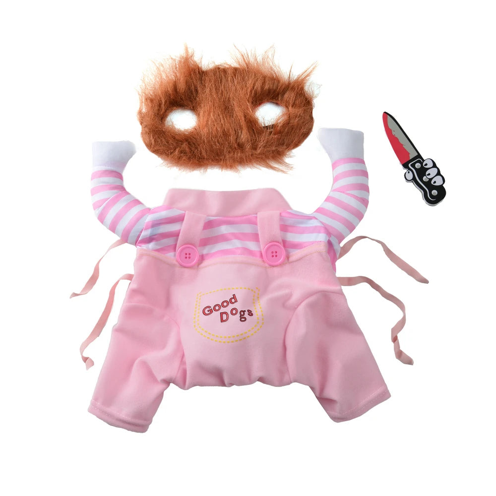 Funny Dog Clothes with Hat Halloween Costume For Small Big Dogs Cat Cute Puppy Cosplay Outfits Pet Dress Up Jumpsuit Party Gifts