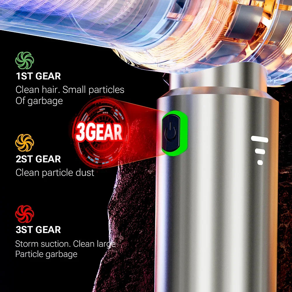 Cordless car vacuum - strong suction, portable, handheld. Perfect for quick clean-ups in your car! 🚗