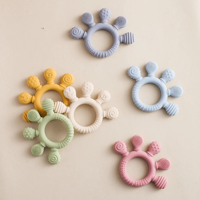 Food-Grade Silicone Teether Ring - Safe Sensory Toy for Babies 0-12 Months!