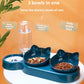 Pet Bowls With Water Feeder, 3 In 1 Ear Design Tilted Cat Water And Food Bowl Set With Gravity Water Bottle For Neck Protection