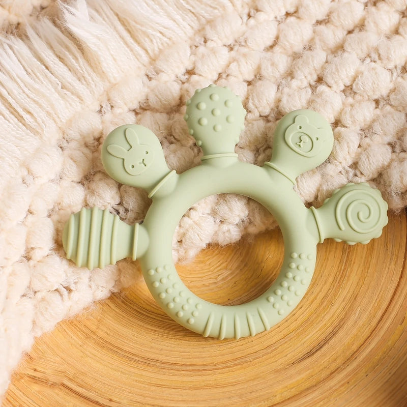 Food-Grade Silicone Teether Ring - Safe Sensory Toy for Babies 0-12 Months!
