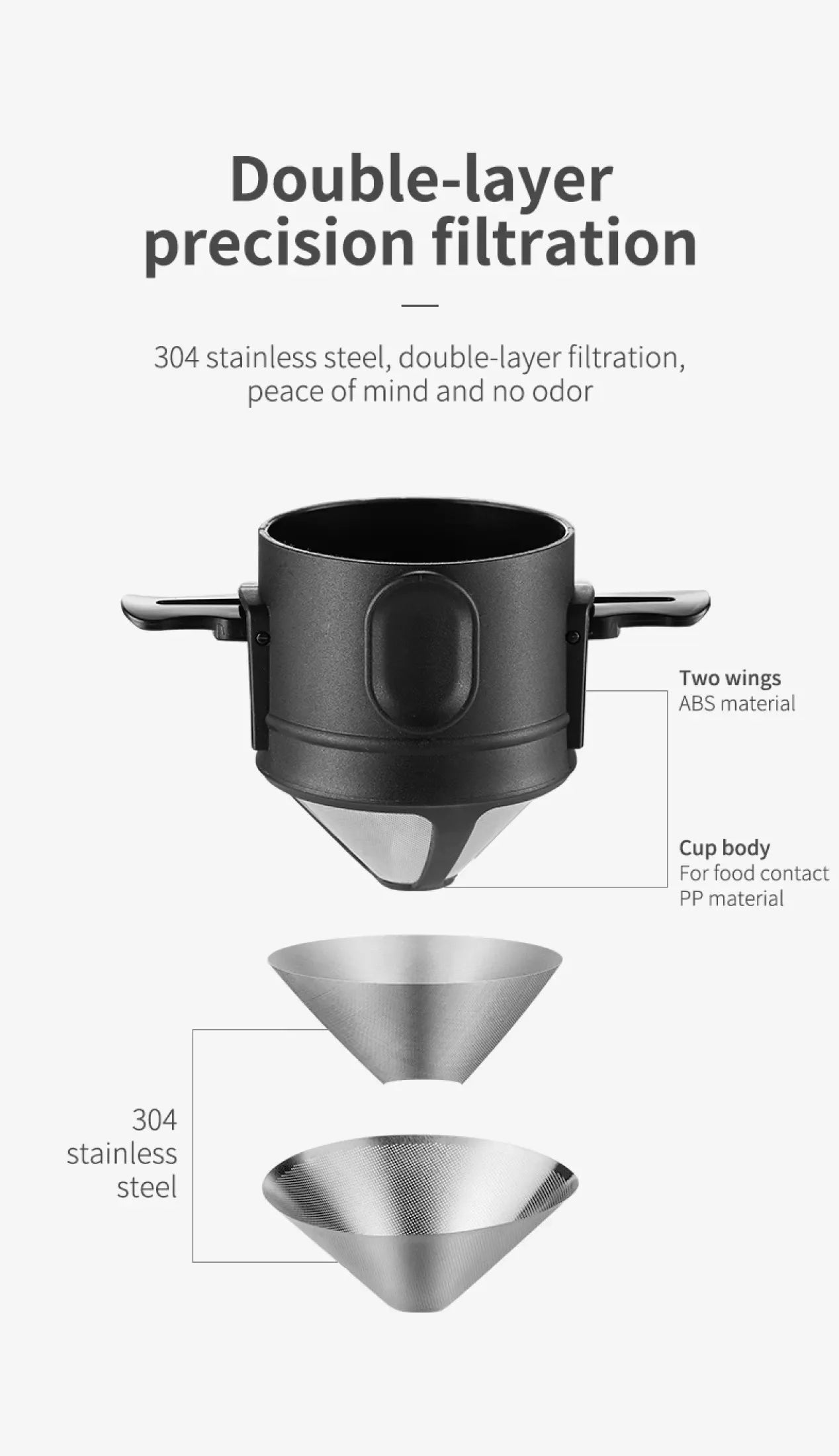 304 Stainless Steel Portable Coffee & Tea Dripper Set