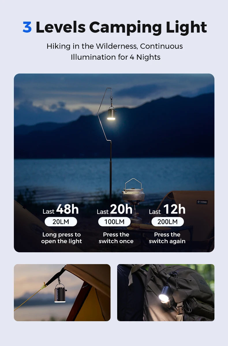 FLEXTAIL Portable Air Pump, Mini Camping Pump with Light, USB-C Charging, Ideal for Sleeping Pads, Air Bed Mattress, Vacuum Bags