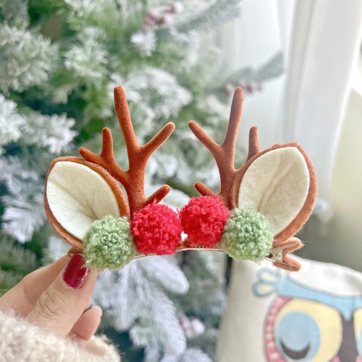 Christmas Antler Hair Clips Pendants Xmas Ornaments Merry Christmas Decor Gift For Girl Elk Hair AccessoriesHappy New Year