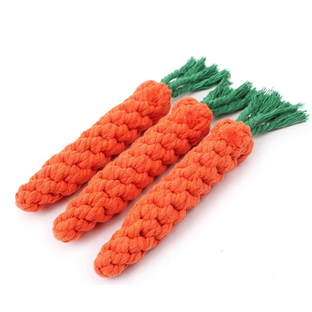 Durable Carrot Dog Chew Toy - Safe Cotton Rope for Molar Cleaning!