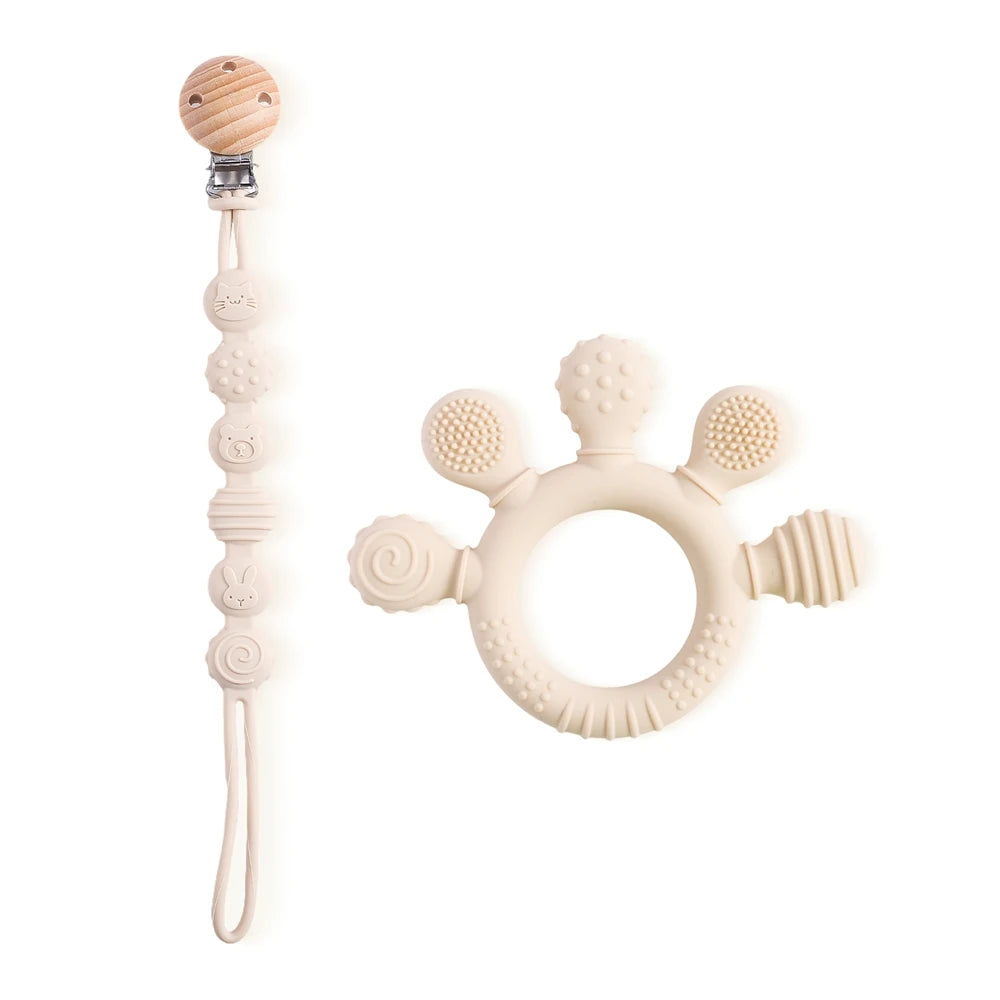 Food-Grade Silicone Teether Ring - Safe Sensory Toy for Babies 0-12 Months!