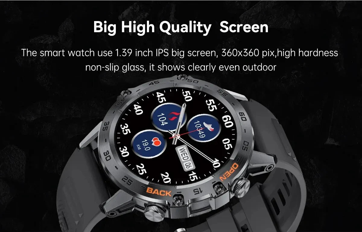 New1.39" Bluetooth Call Smart Watch Men Outdoor Sport Fitness Heart Rate Health Monitoring Smartwatch for Android IOS Phone