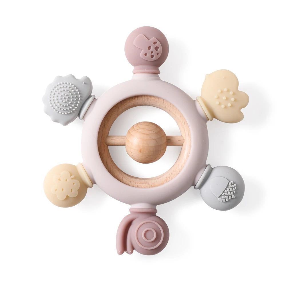 Food-Grade Silicone Teether Ring - Safe Sensory Toy for Babies 0-12 Months!
