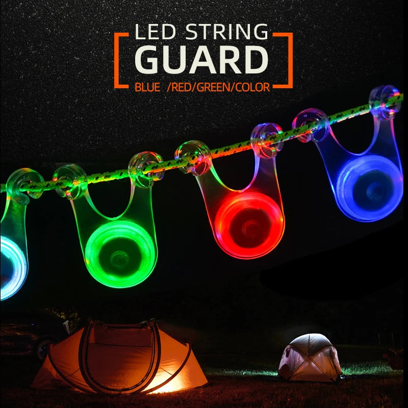 10pcs Waterproof LED Tent String Rope Guard Hanging Lights Mini Flashlight Cycling Lights Outdoor Camping Warning Safety Lamp