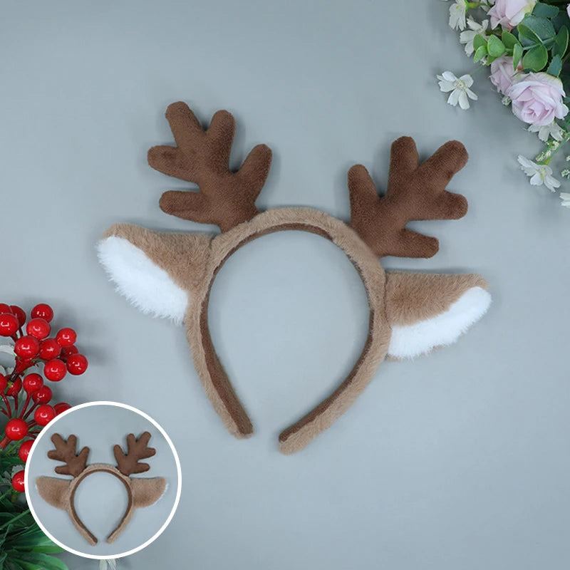 Cute Plush Antler Headband Fashion Cosplay Deer Ear Head Hoop Lolita Hair Bands Holiday Party Christmas Women Hair Accessories