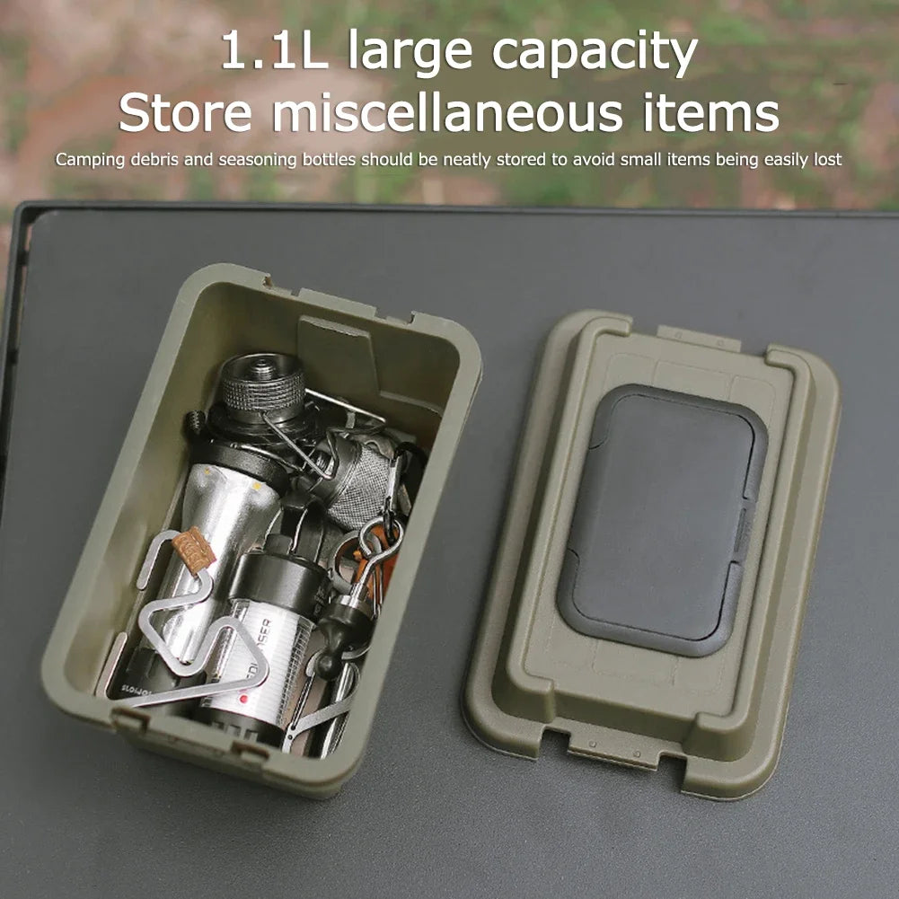 Outdoor Tissue Case Desktop Napkin Paper Storage Box Portable 1.1L Camping Picnic Seasoning Bottle Organizer Sundries Bucket