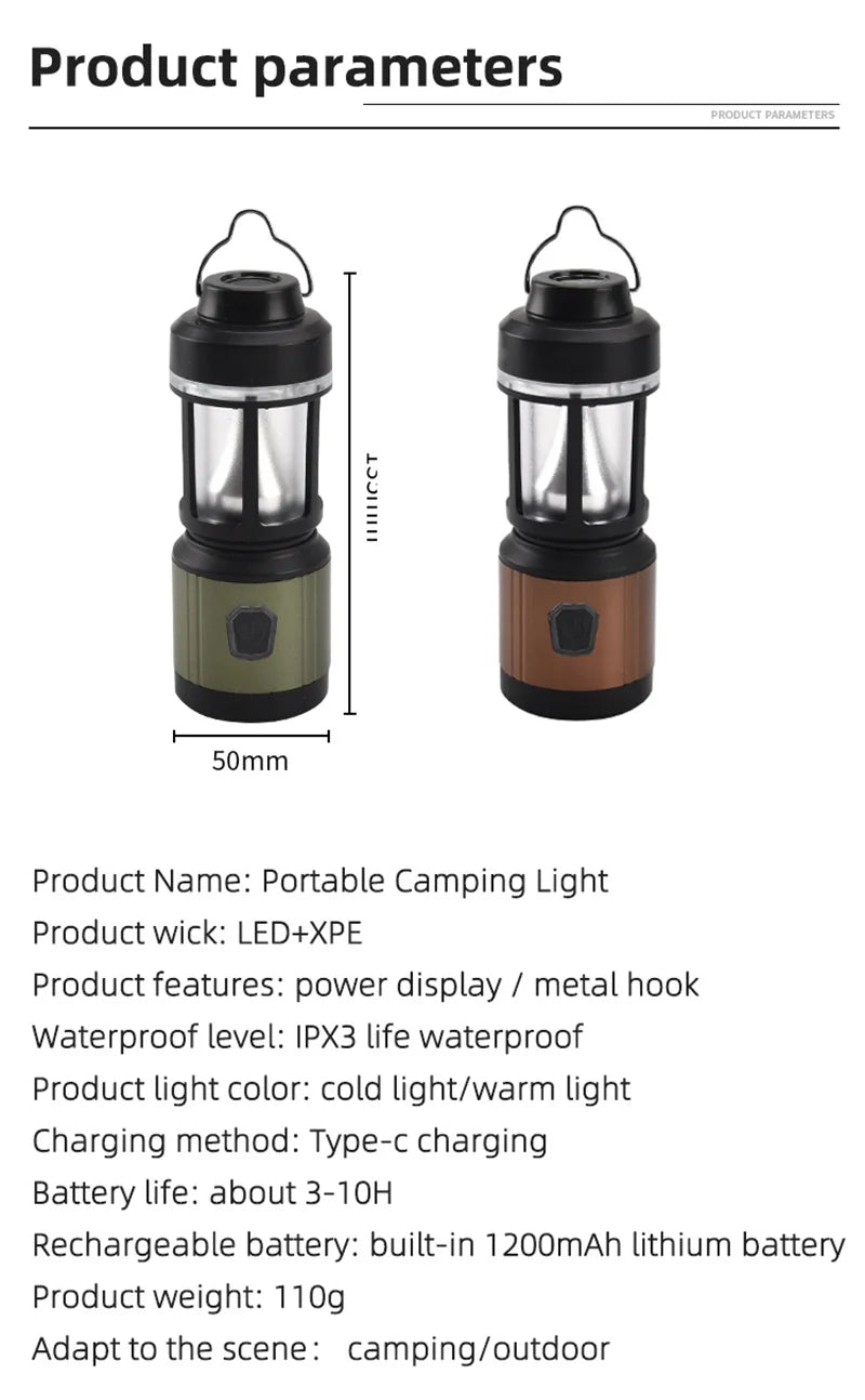 WEST BIKING Camping Tent Hanging Light Portable Camping Lanterns USB Rechargeable Led Light Camp Lamp for Outdoor Emergency
