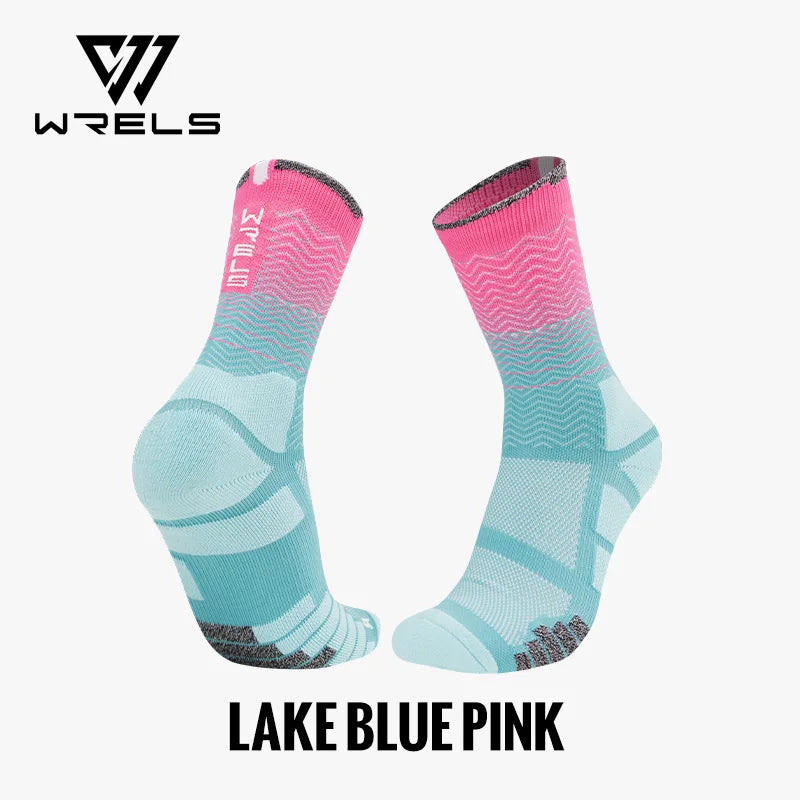 WRELS Socks Athletic Cushion Moisture Wicking Sports Socks Thickening Towel Bottom Sweat Absorbing Shock-absorbing Running Socks