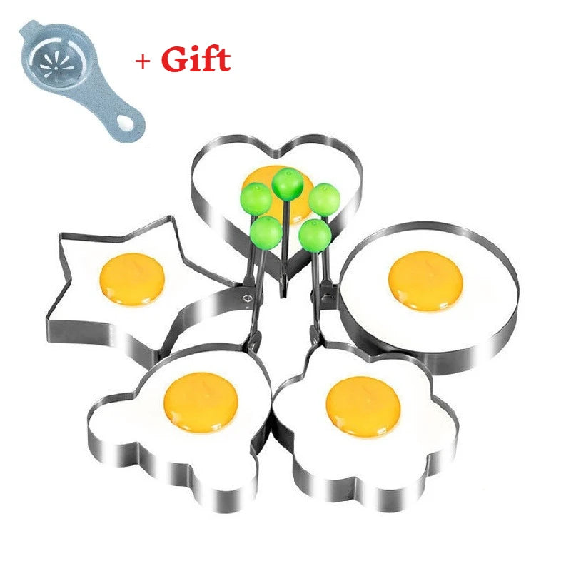 Stainless Steel Fried Egg Molds Breakfast Pancake Mold Creative Cake Tool Non-stick Egg Shaper Baking Cooking Kitchen Gadgets