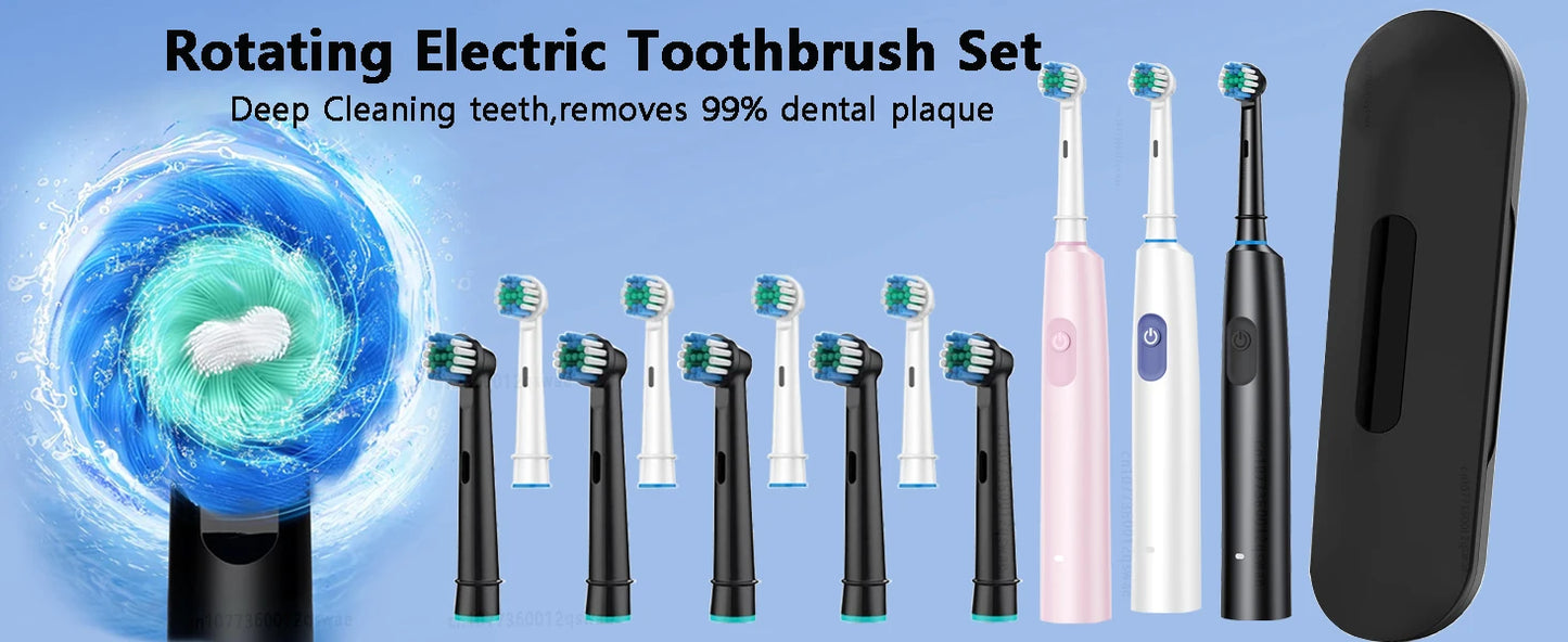 Experience the Power of Our Waterproof Electric Toothbrush with 8 Heads & Built-in Timer!