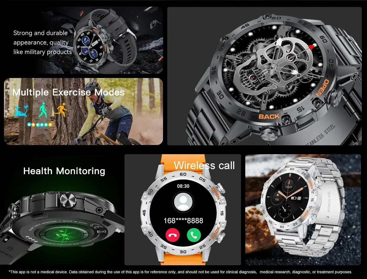 New1.39" Bluetooth Call Smart Watch Men Outdoor Sport Fitness Heart Rate Health Monitoring Smartwatch for Android IOS Phone