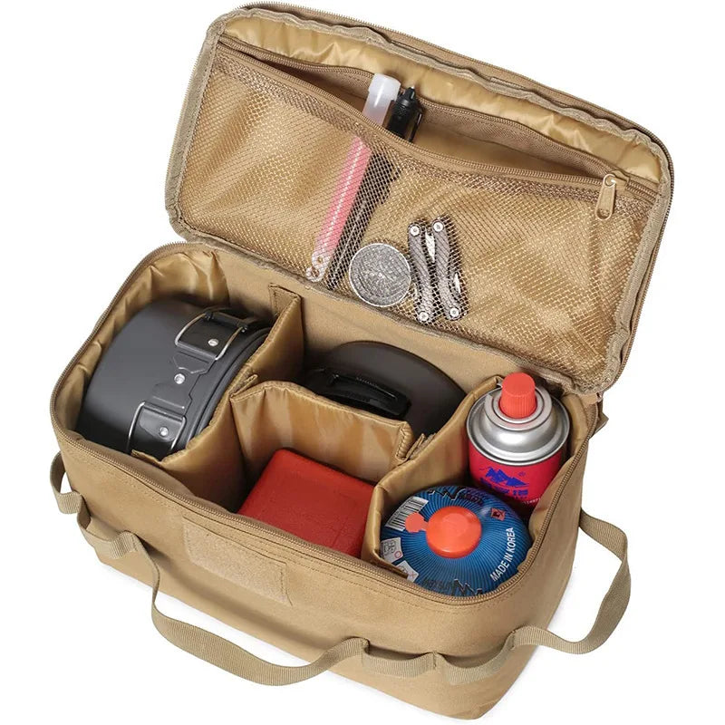 Outdoor Camping Gas Tank Storage Bag Large Capacity Ground Nail Tool Bag Gas Canister Picnic Cookware Utensils Kit Bag