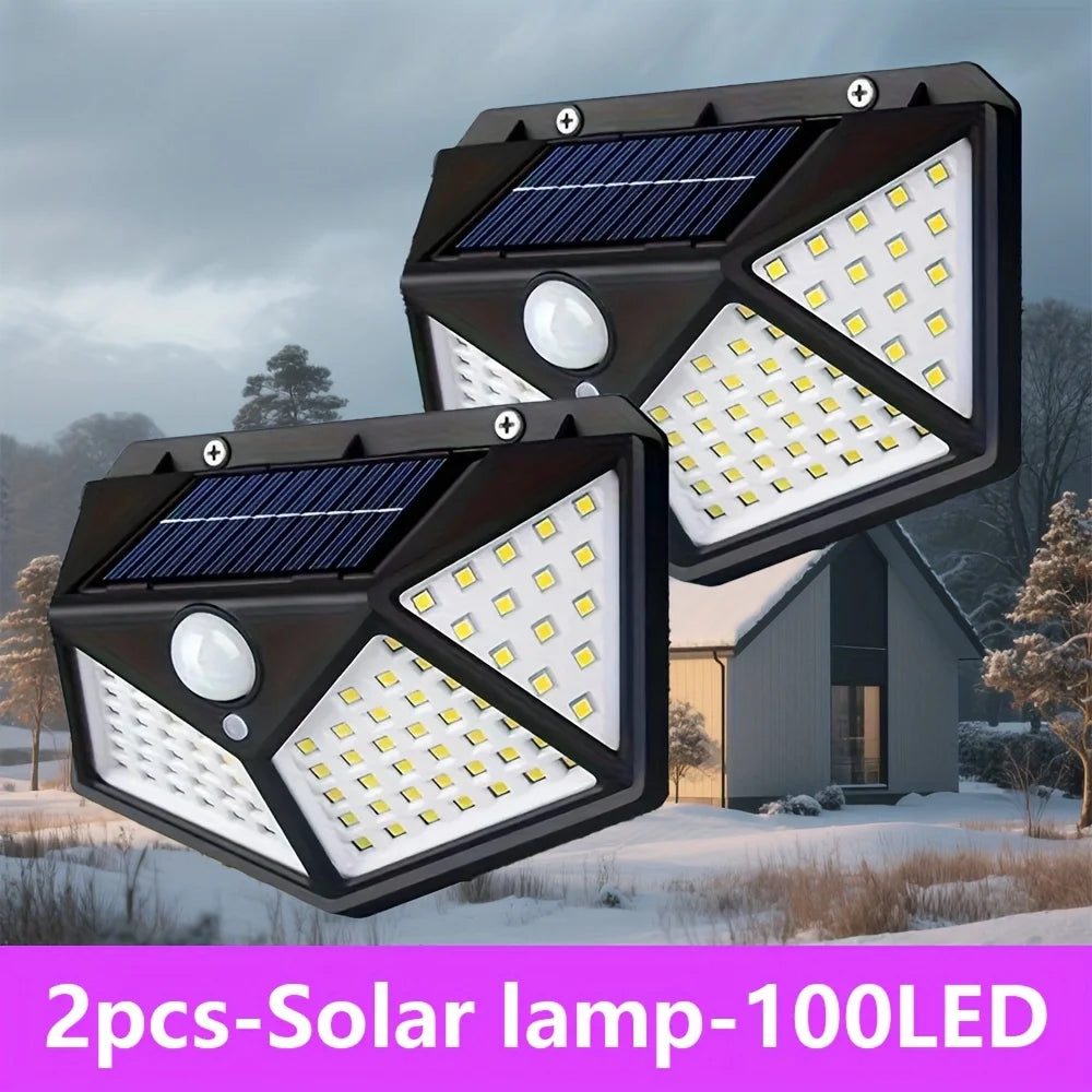 Solar Light 100LED Solar Flood Lights 3 Modes Outdoor Solar Motion Security Light Waterproof for Garden Patio Garage Wall Light