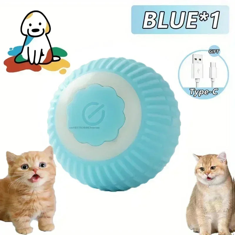 Cat Interactive Ball Toy Automatic Rolling Ball Faux Tail Rechargeable Pet Electric Toy Dog Cat Training Imitate Mouse Products