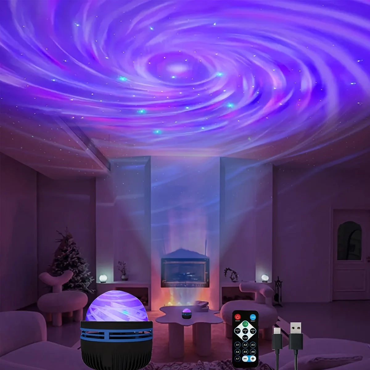 Vortex Star LED Projector Light with Water Ripple Effects